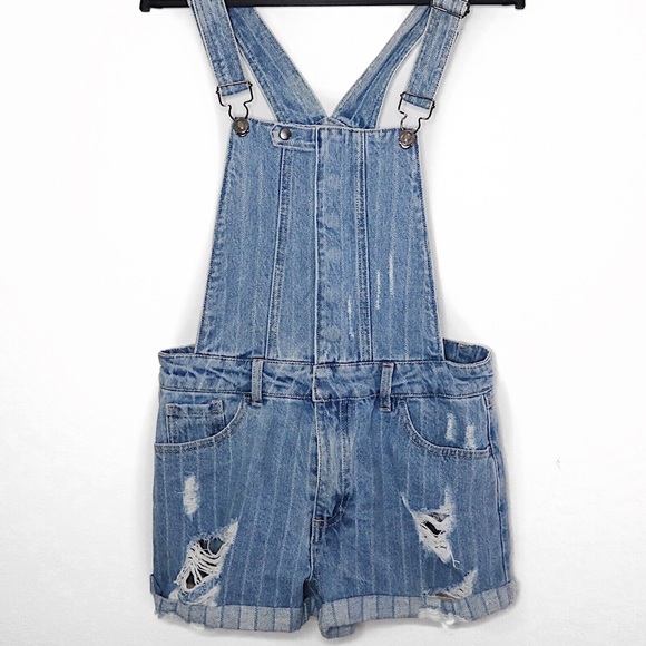 Forever 21 | Denim Distressed Overalls - Picture 1 of 6